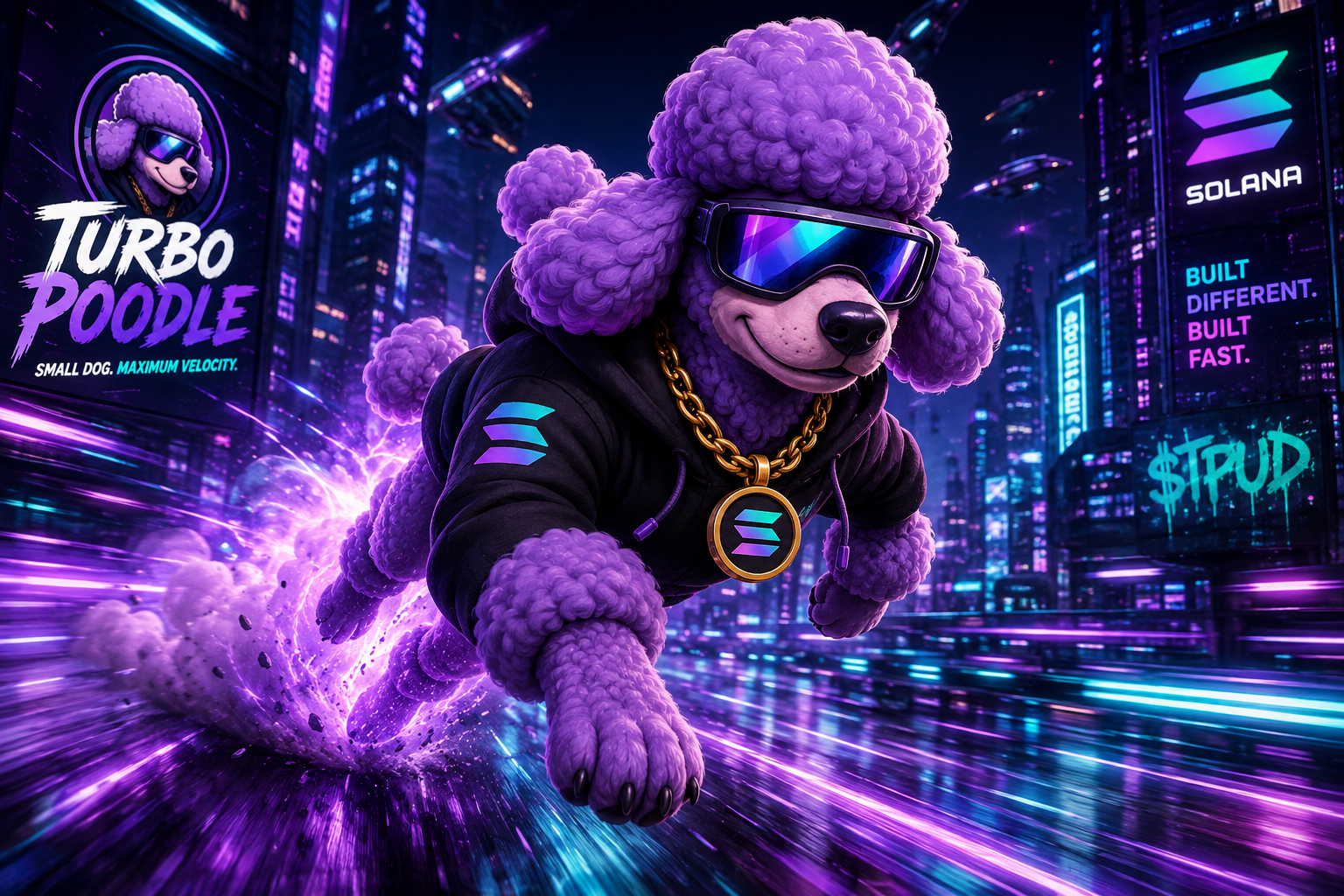 Turbo Poodle neon mascot